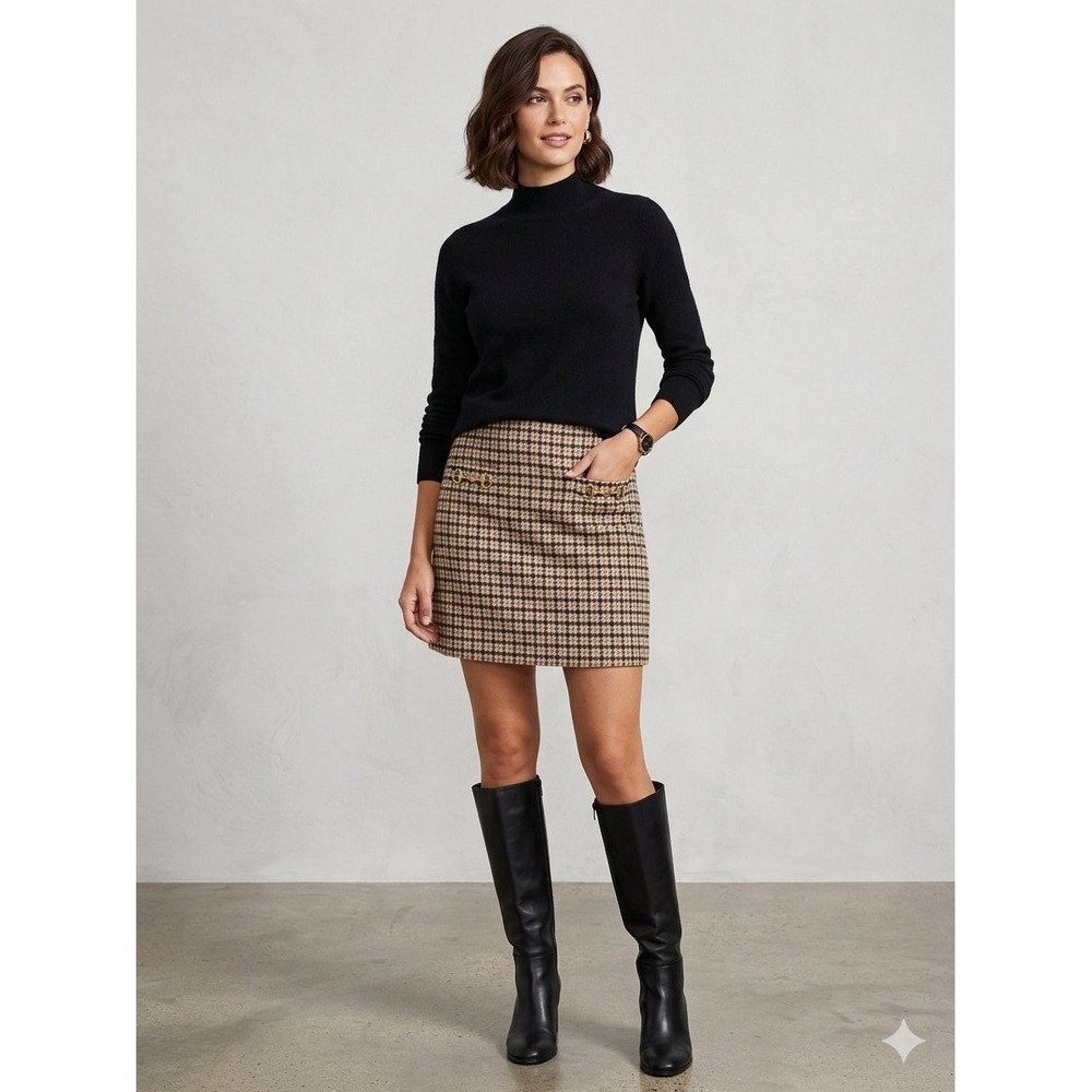 LOFT Horsebit Plaid Mini Skirt As Seen On Selena Gomez Mabel Mora, Size 8